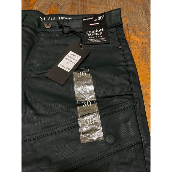 Si Tu Veux Hunter Green Wax Gordon Jeans Superstack Size 30 - Picture 3 of 4